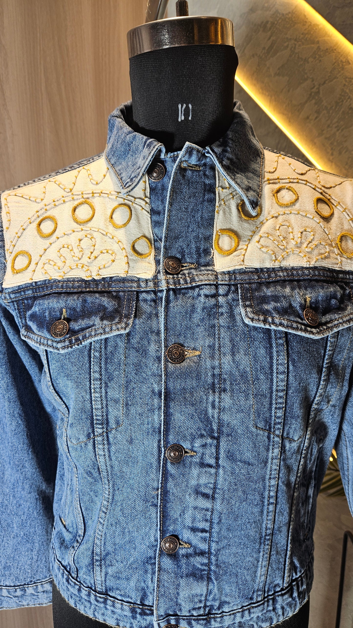 0110-J-HOB Hand-Embroidered Denim Jacket - Made in India