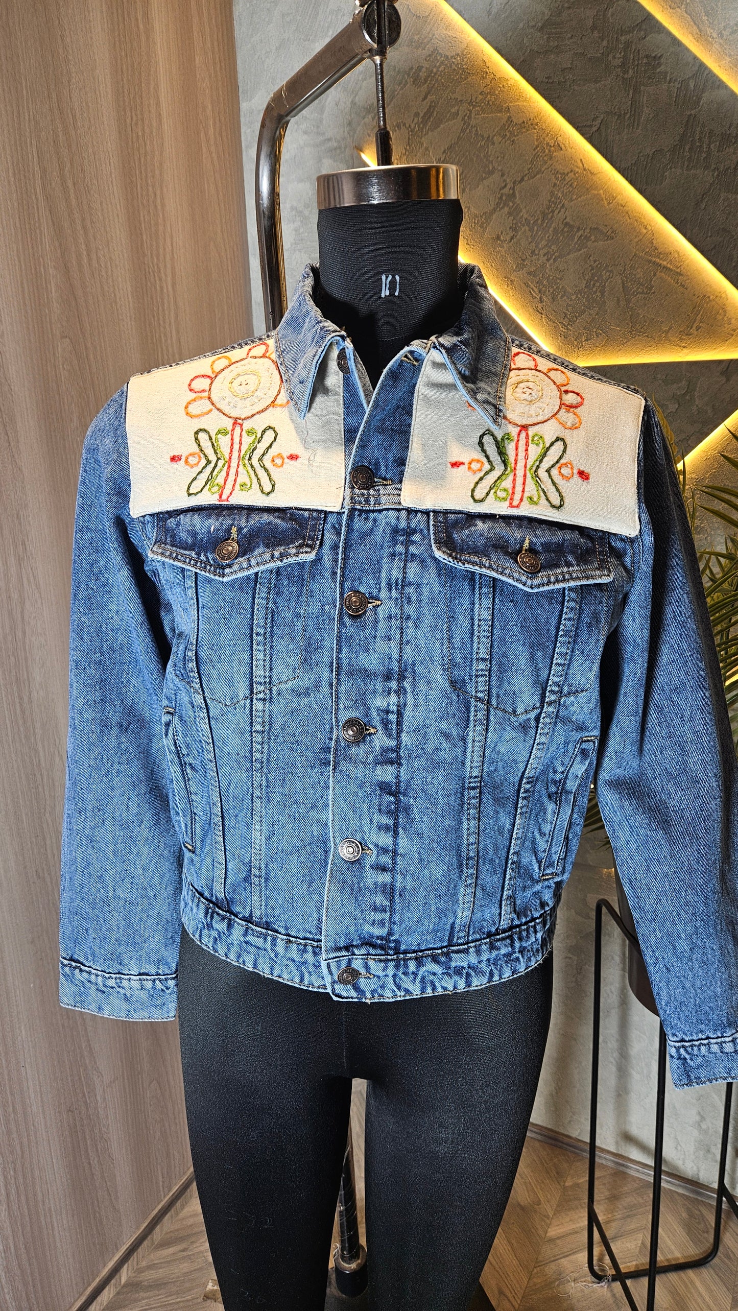 0111-J-HOB Artisan Embroidered Denim Jacket - Made in India