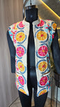 0112-J-HOB Handcrafted Embroidered Floral Cotton Vest – Boho Chic Jacket- Made in India