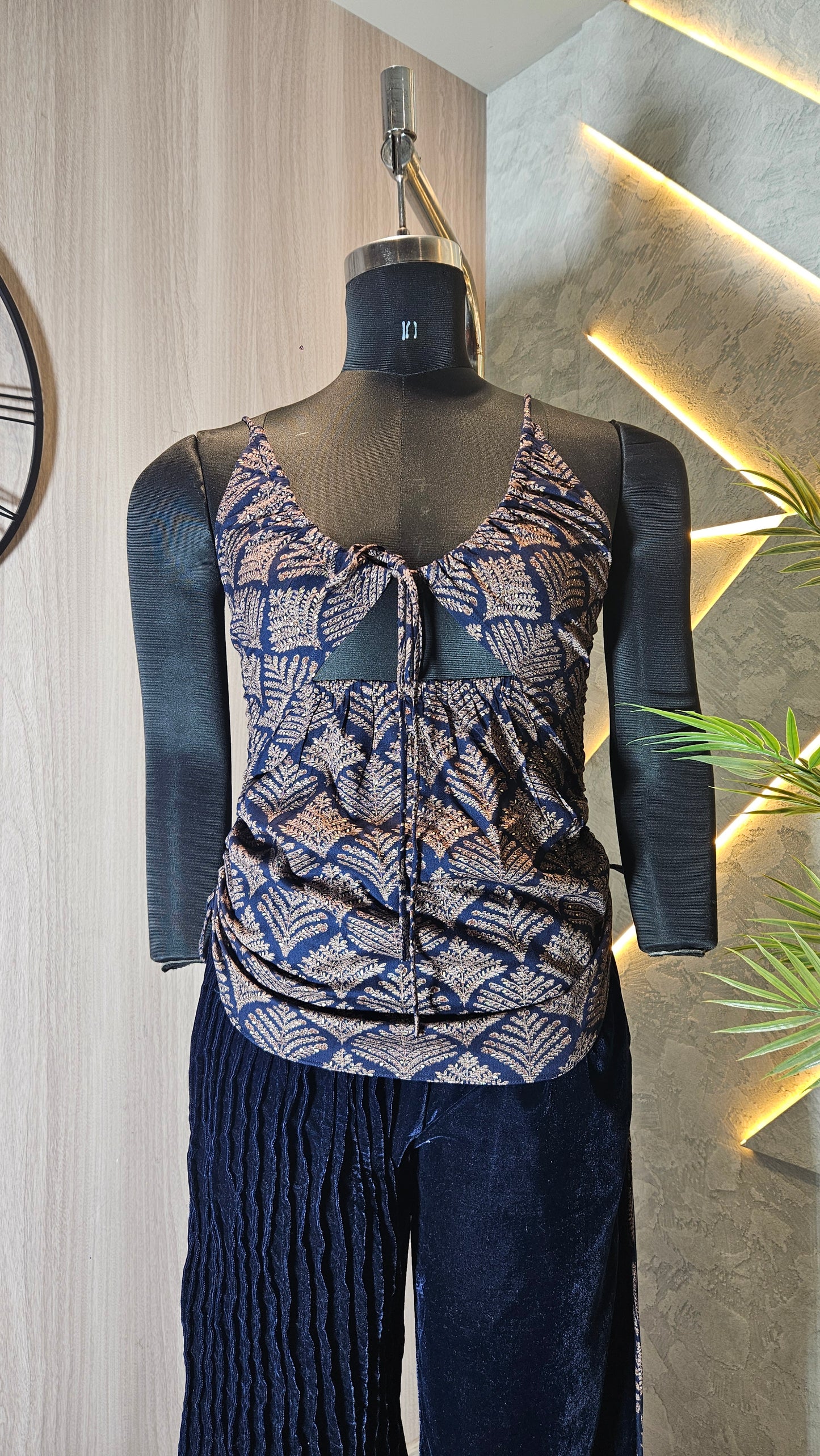 0113-C-HOB Boho Chic Sleeveless Ruched Kurti Top- Made in India