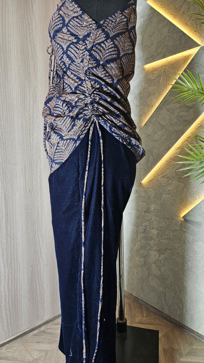 0113-C-HOB Boho Chic Sleeveless Ruched Kurti Top- Made in India