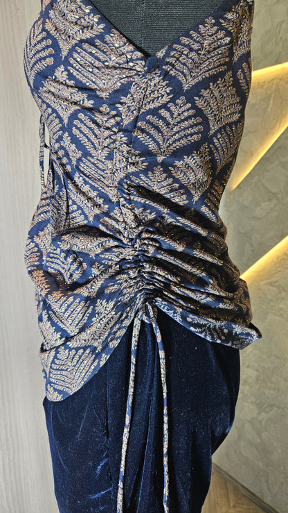 0113-C-HOB Boho Chic Sleeveless Ruched Kurti Top- Made in India