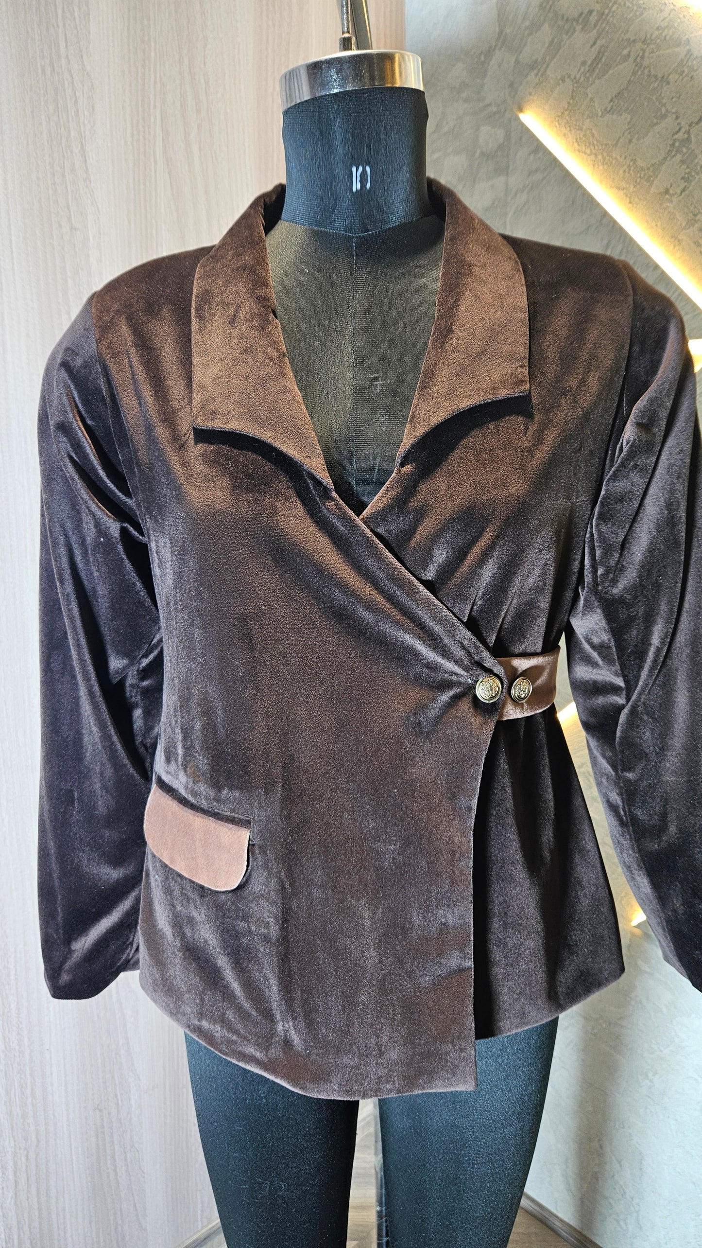 0118-J-HOB-Women's Premium Velvet Blazer Top - Made in India