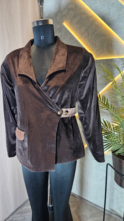 0118-J-HOB-Women's Premium Velvet Blazer Top - Made in India