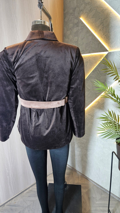 0118-J-HOB-Women's Premium Velvet Blazer Top - Made in India