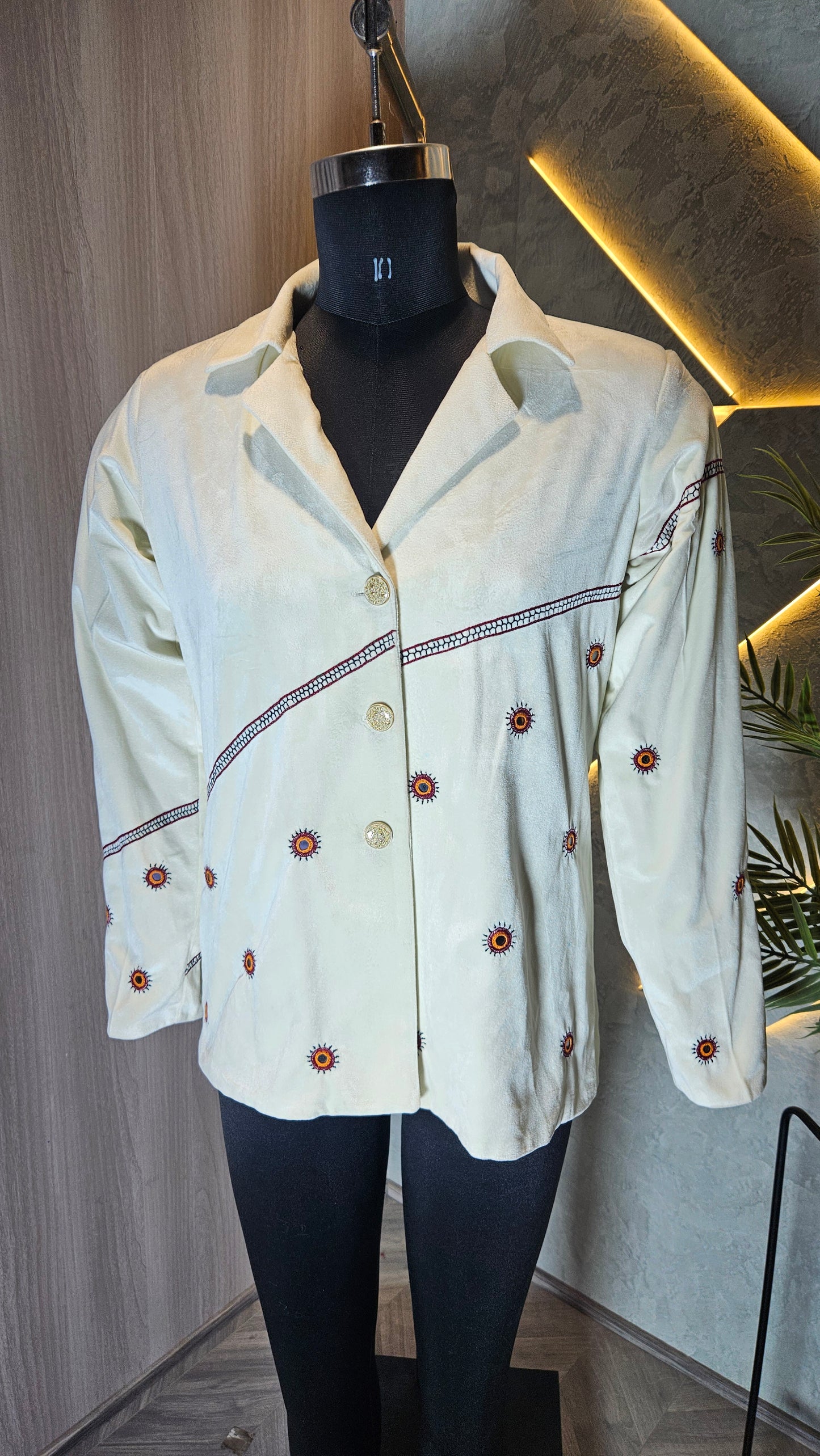 0123-J-HOB- Hand-Embroidered Cotton Blend Women's Shirt - Made in India