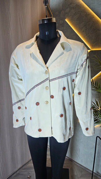 0123-J-HOB- Hand-Embroidered Cotton Blend Women's Shirt - Made in India