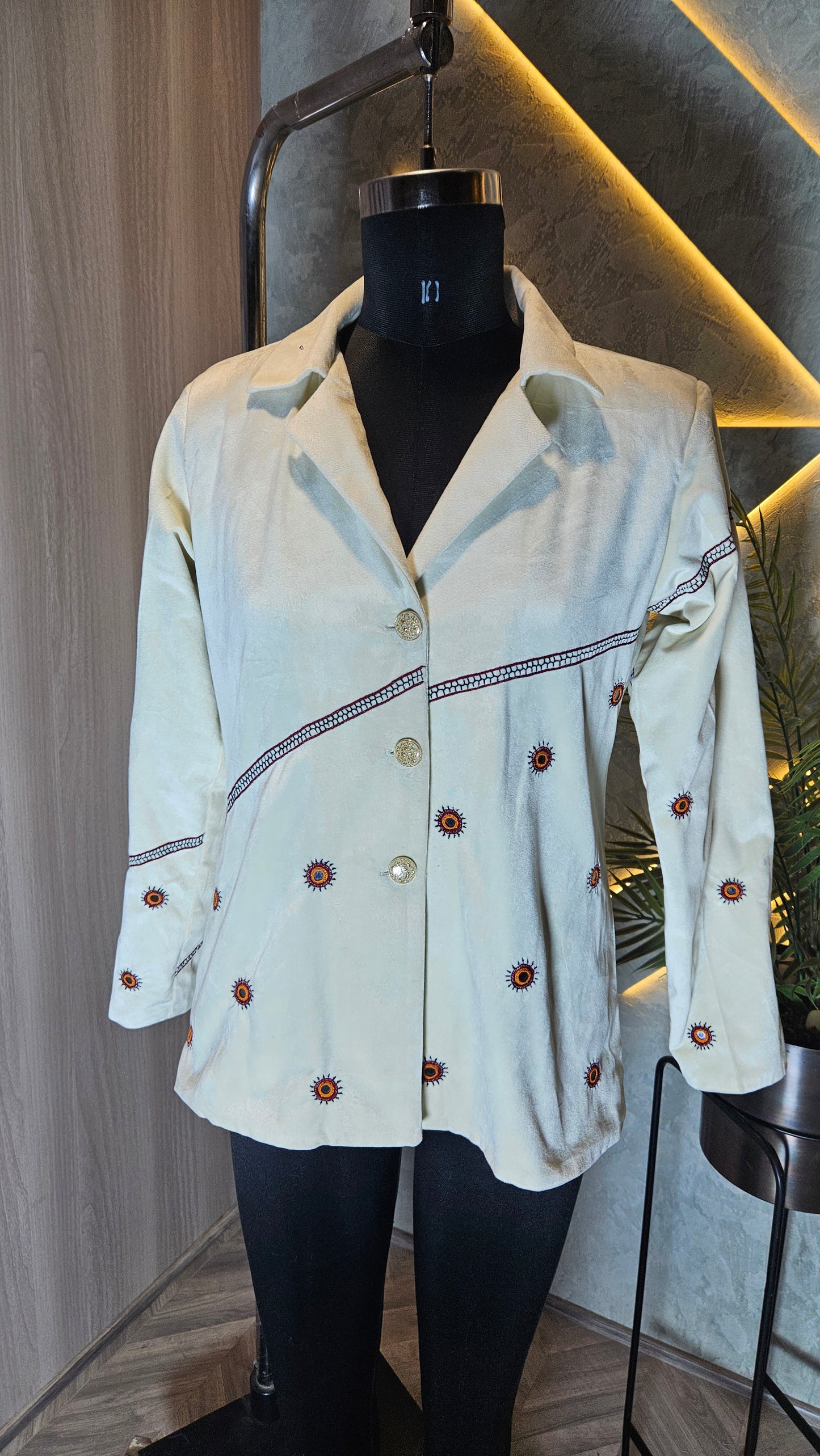 0123-J-HOB- Hand-Embroidered Cotton Blend Women's Shirt - Made in India