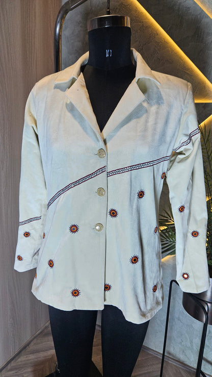 0123-J-HOB- Hand-Embroidered Cotton Blend Women's Shirt - Made in India