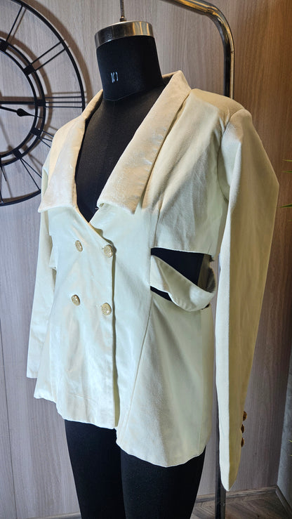 0124-J-HOB- Women's Designer Double-Breasted Blazer Top - Made in India