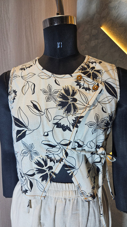 0128-T-HOB- Boho Bloom Women's Wrap Crop Top - Made in India