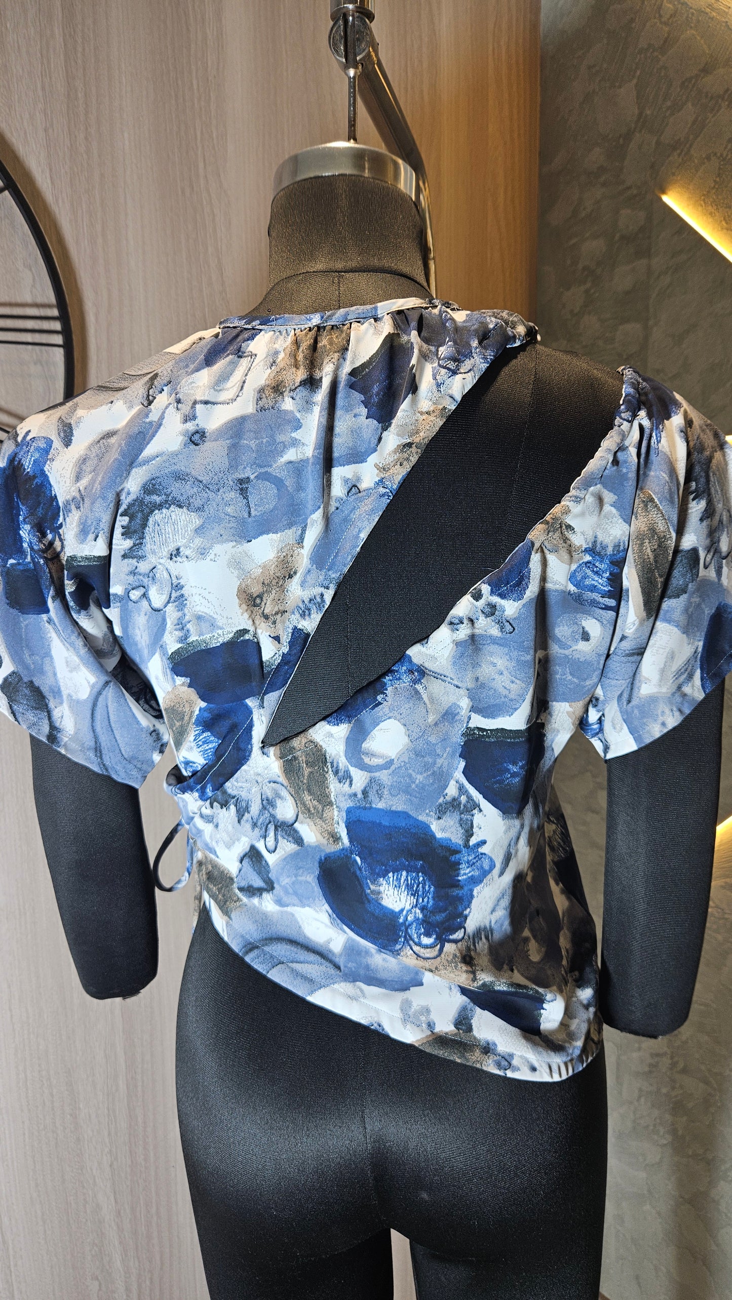 0131-T-HOB- Elegant Abstract Printed Wrap-Style Top - Made in India