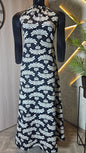 0132-D-HOB- Elegant Black & White Printed Halter Neck Dress - Made in India