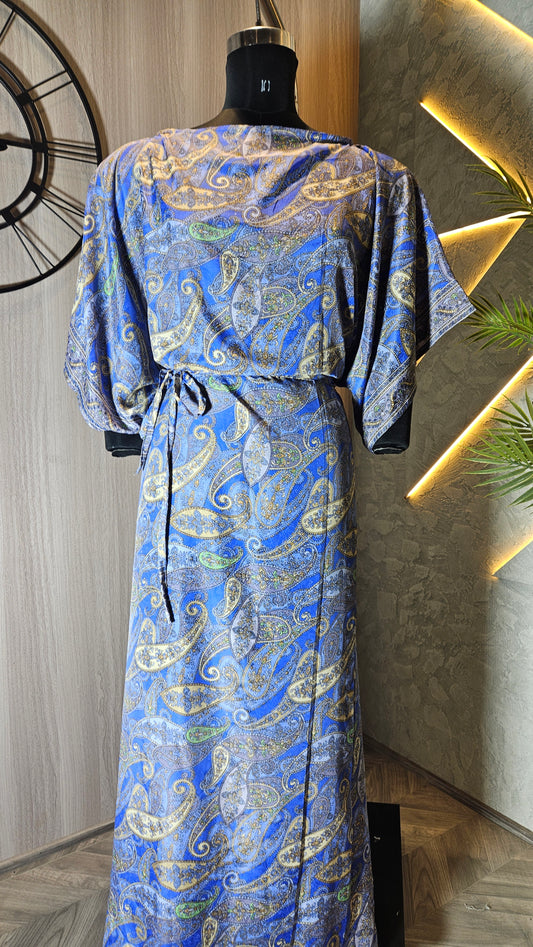 0133-D-HOB- Elegant Blue Paisley Print Ethnic Top - Made in India