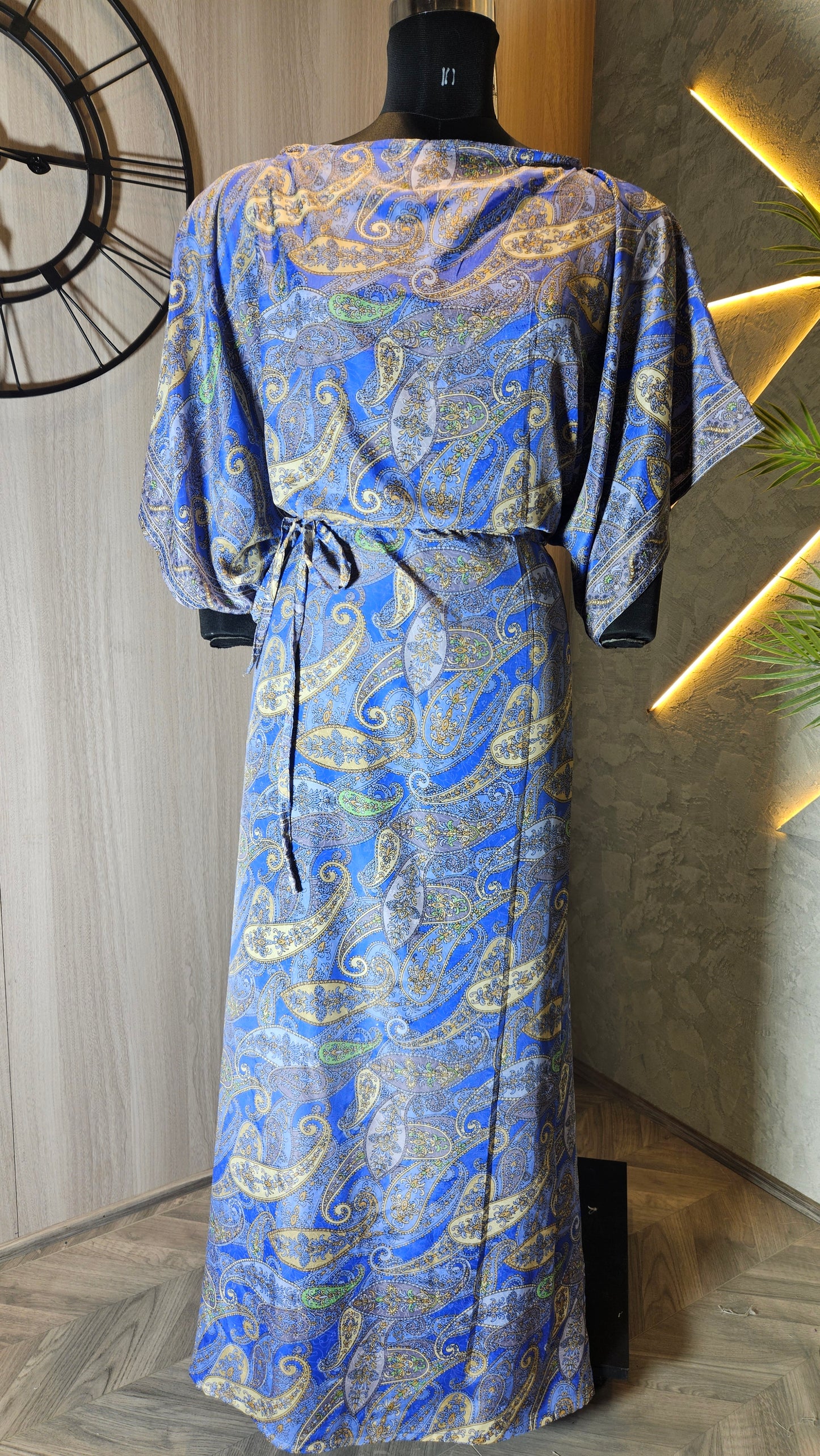 0133-D-HOB- Elegant Blue Paisley Print Ethnic Top - Made in India