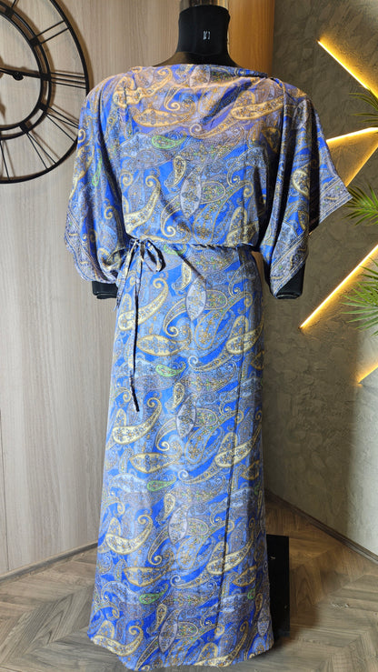 0133-D-HOB- Elegant Blue Paisley Print Ethnic Top - Made in India