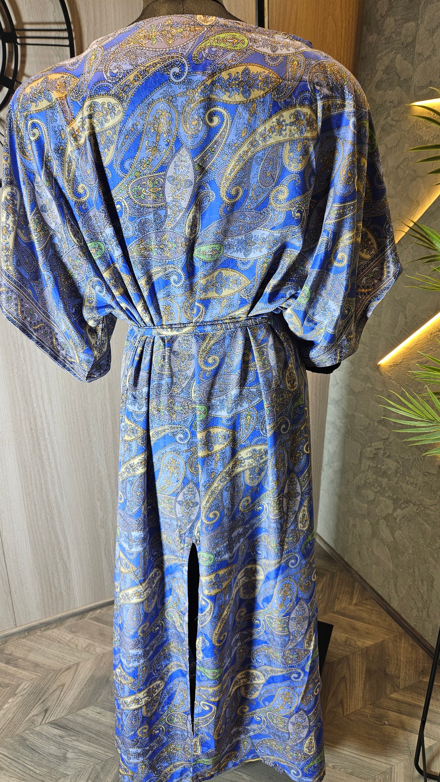 0133-D-HOB- Elegant Blue Paisley Print Ethnic Top - Made in India