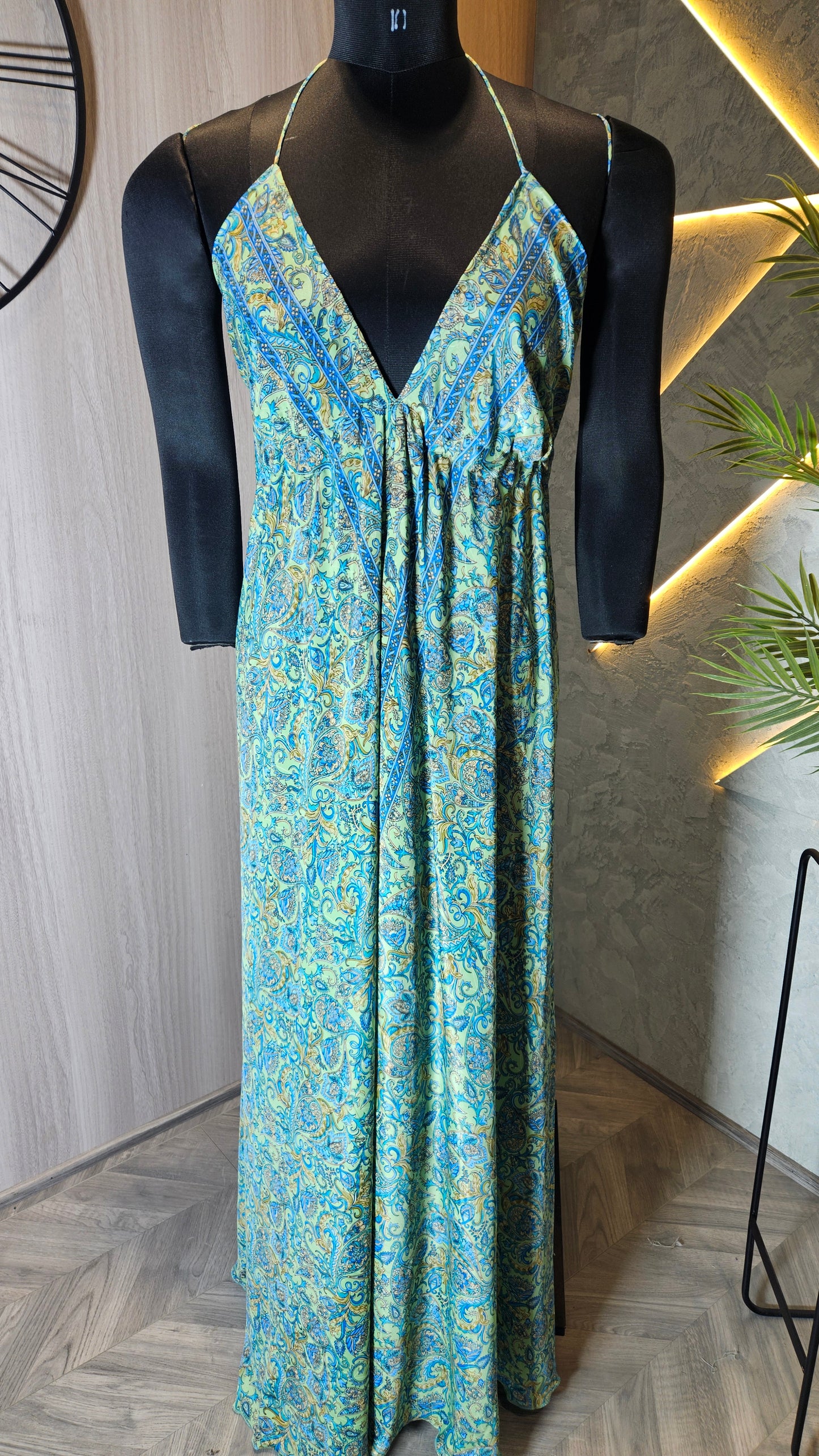 0134-D-HOB- Elegant Bohemian Maxi Dress with Paisley Print - Made in India
