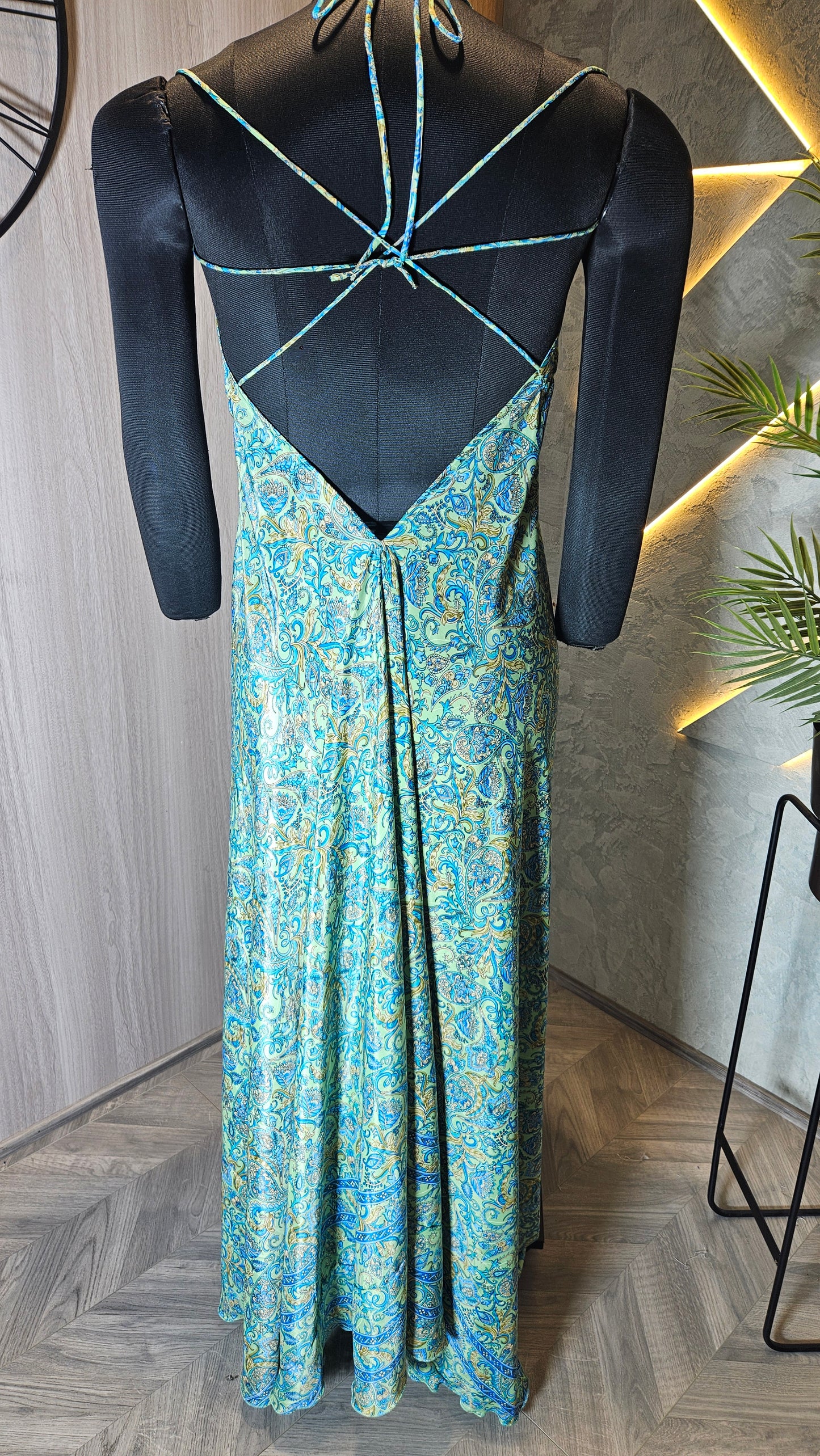 0134-D-HOB- Elegant Bohemian Maxi Dress with Paisley Print - Made in India