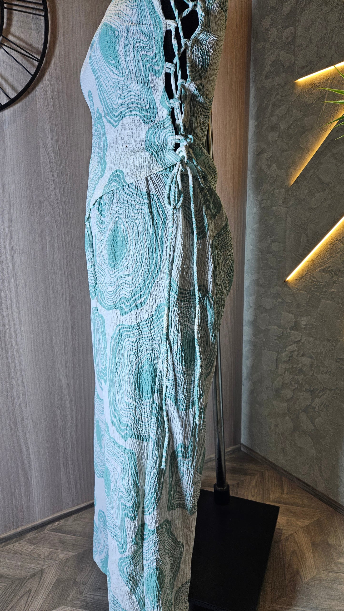 0138-C-HOB- Textured Halter Neck Palazzo Jumpsuit - Made in India