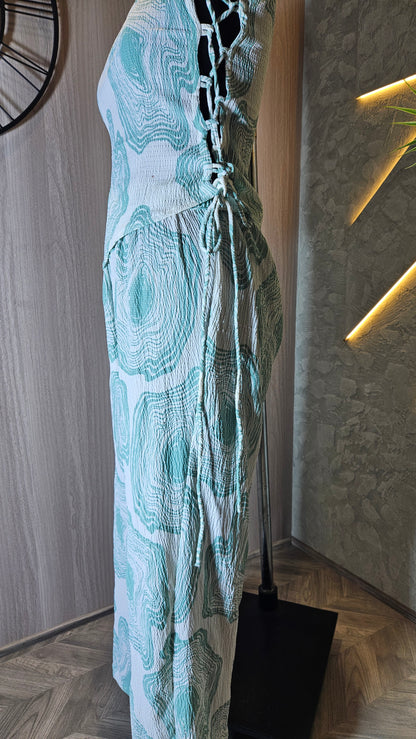 0138-C-HOB- Textured Halter Neck Palazzo Jumpsuit - Made in India