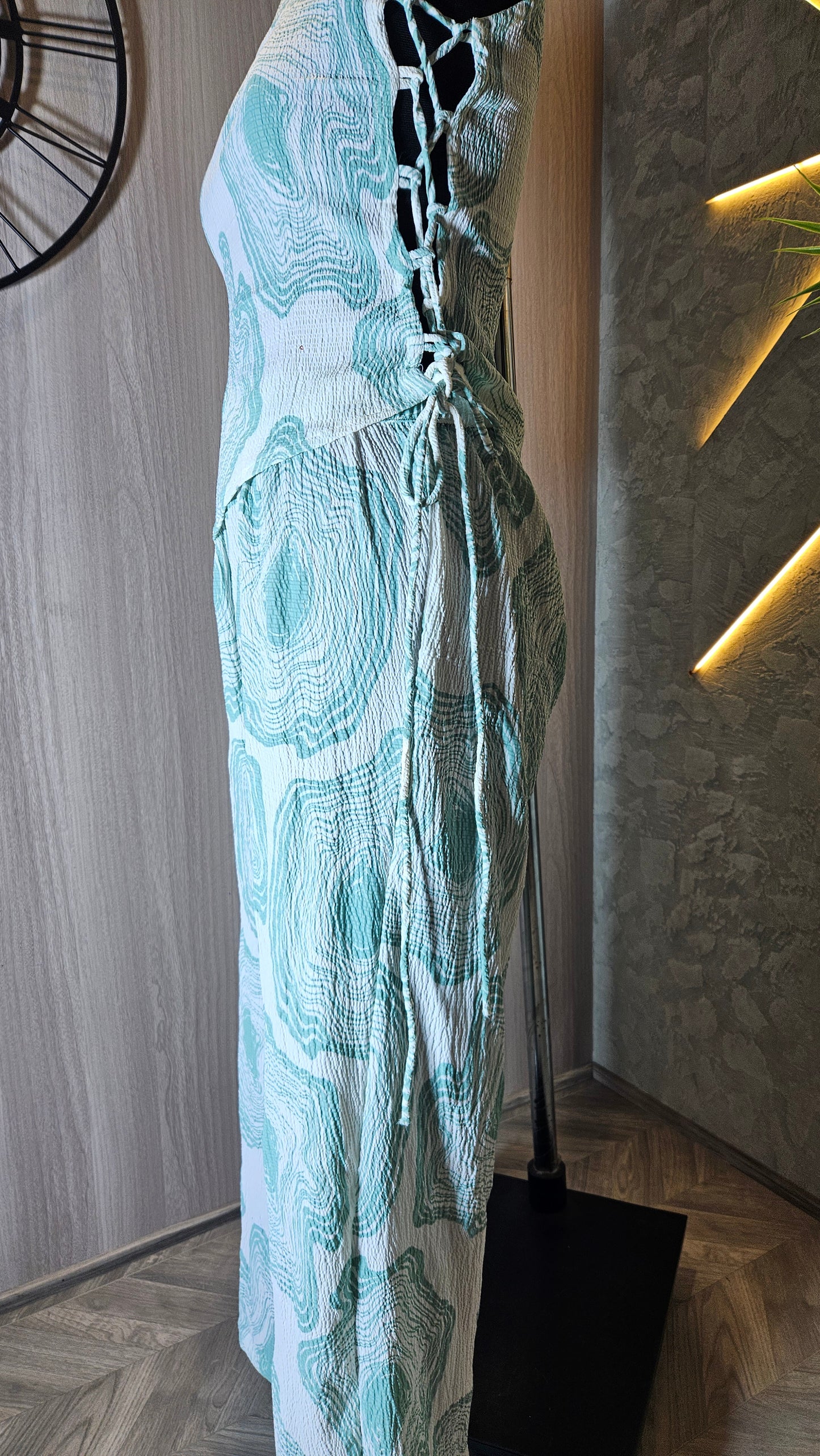 0138-C-HOB- Textured Halter Neck Palazzo Jumpsuit - Made in India