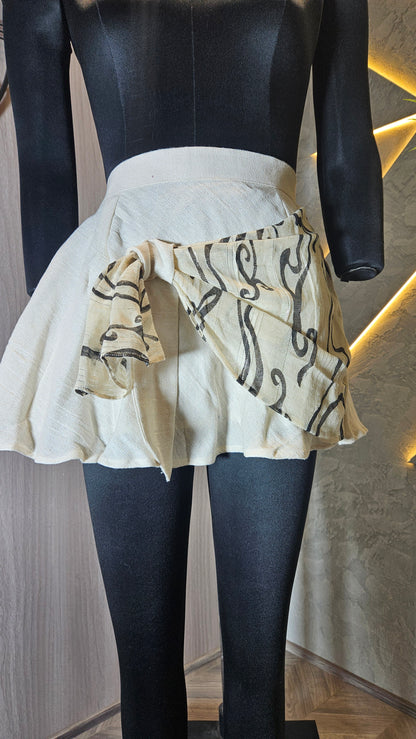 0140-SK-HOB- Boho Chic Handcrafted High-Waist Mini Skirt- Made in India