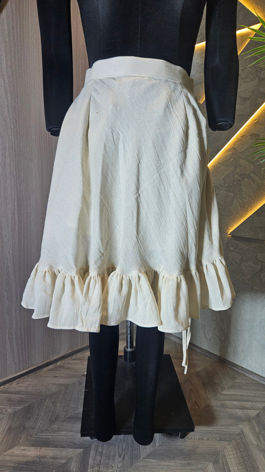 0143-SK-HOB-Handwoven Cotton Ruffle Skirt  - Made in India
