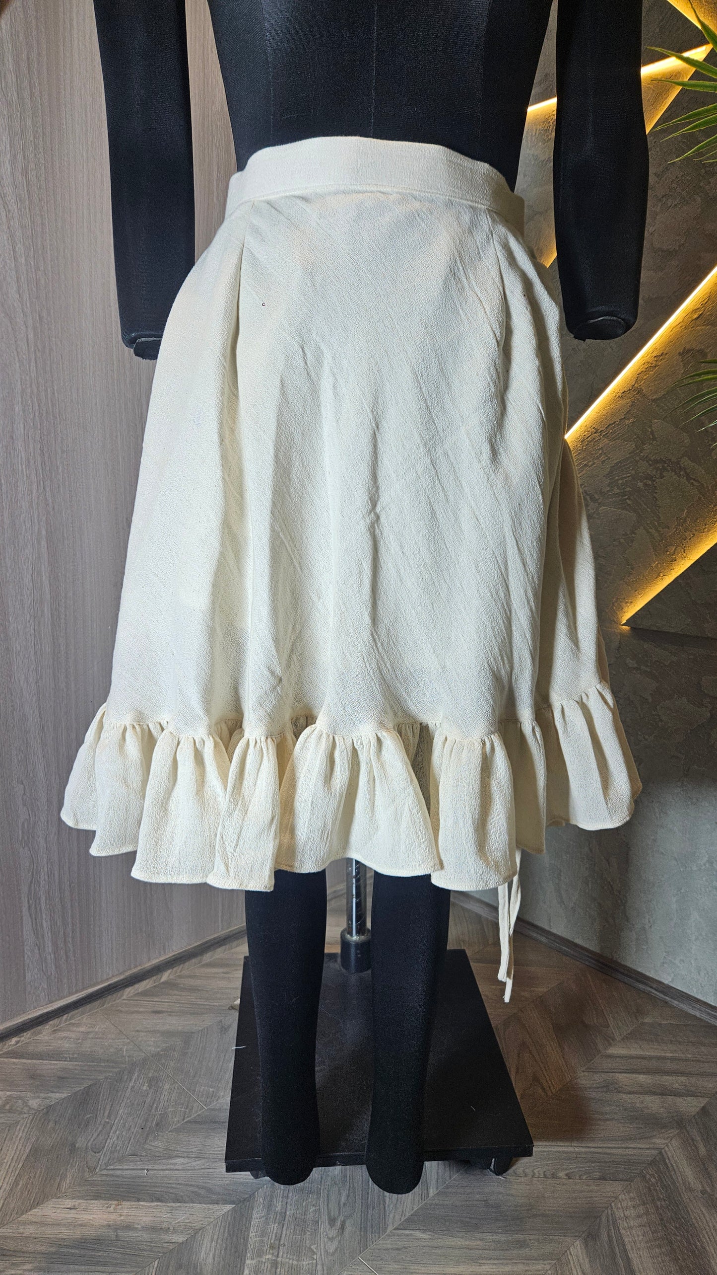 0143-SK-HOB-Handwoven Cotton Ruffle Skirt  - Made in India