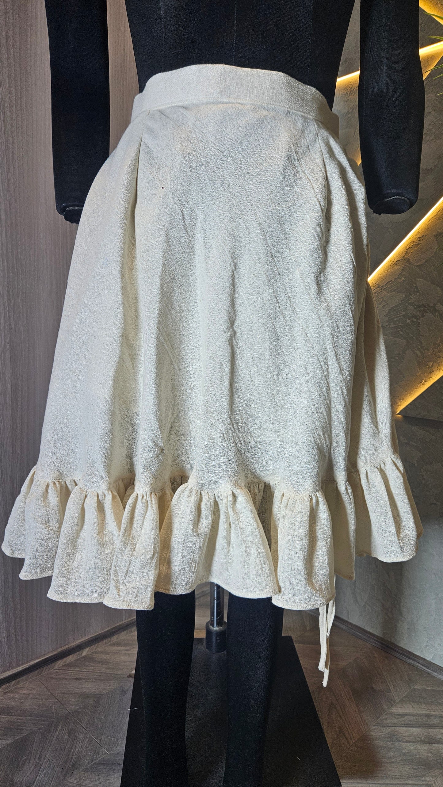 0143-SK-HOB-Handwoven Cotton Ruffle Skirt  - Made in India