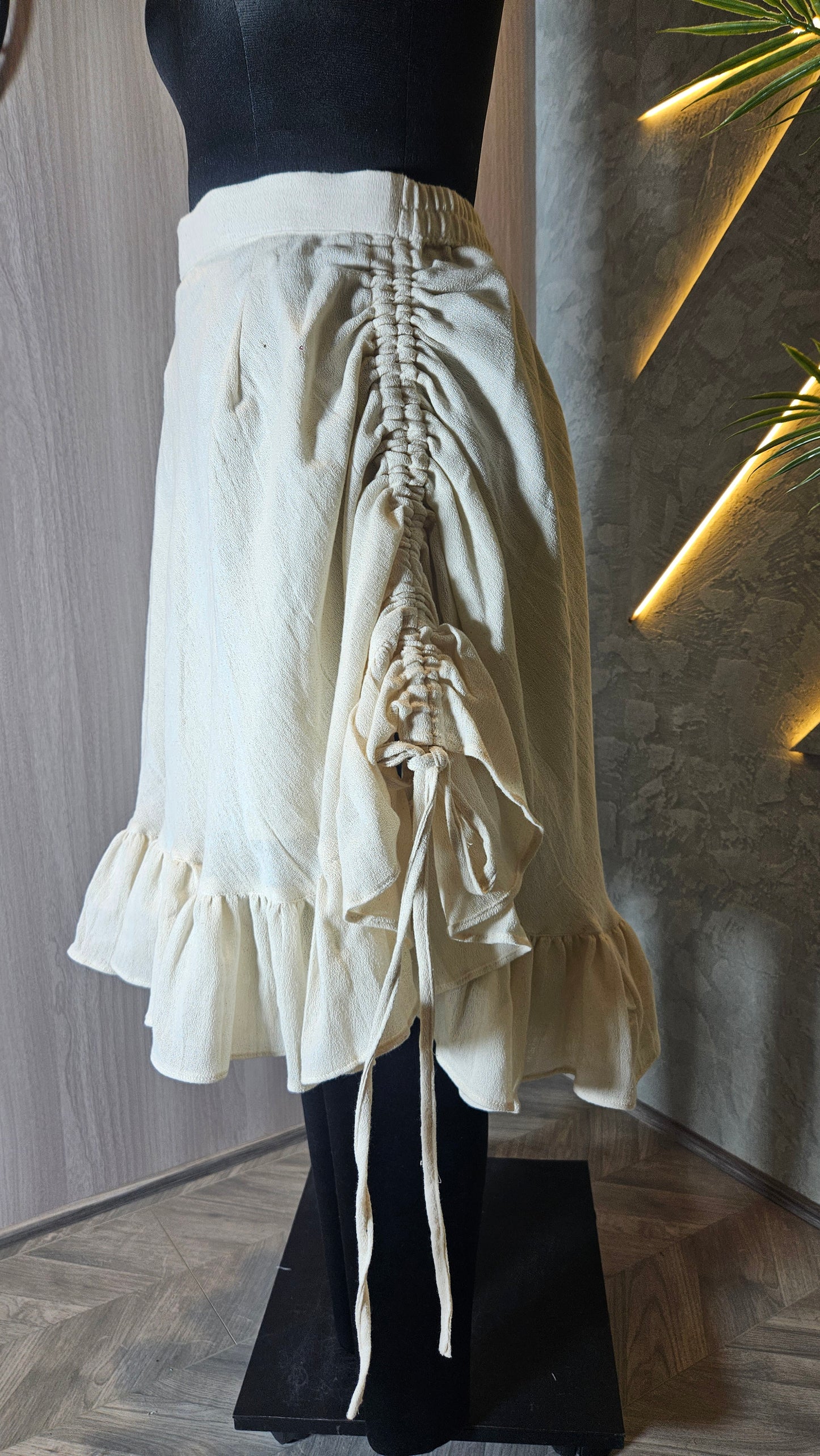 0143-SK-HOB-Handwoven Cotton Ruffle Skirt  - Made in India