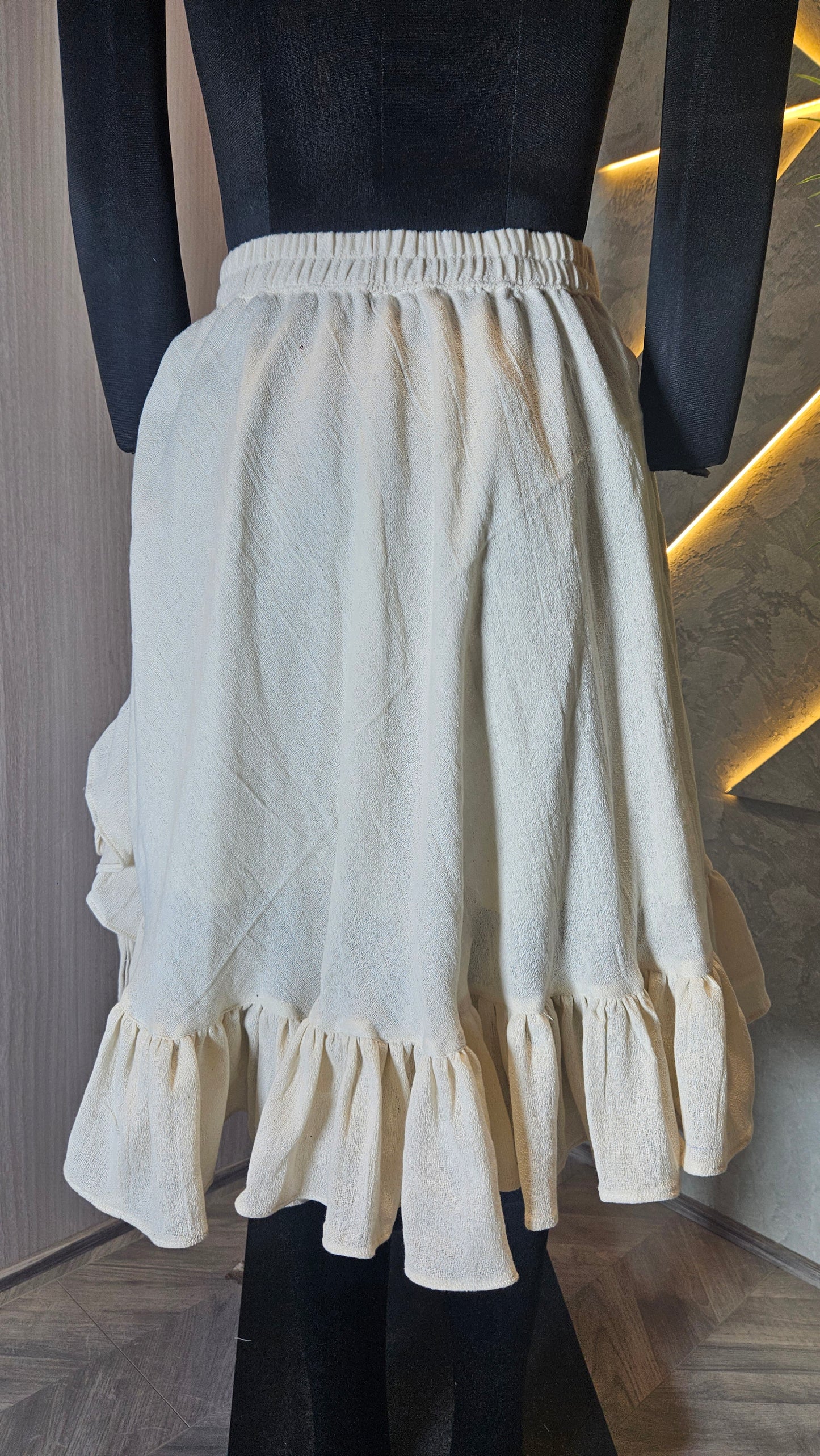 0143-SK-HOB-Handwoven Cotton Ruffle Skirt  - Made in India