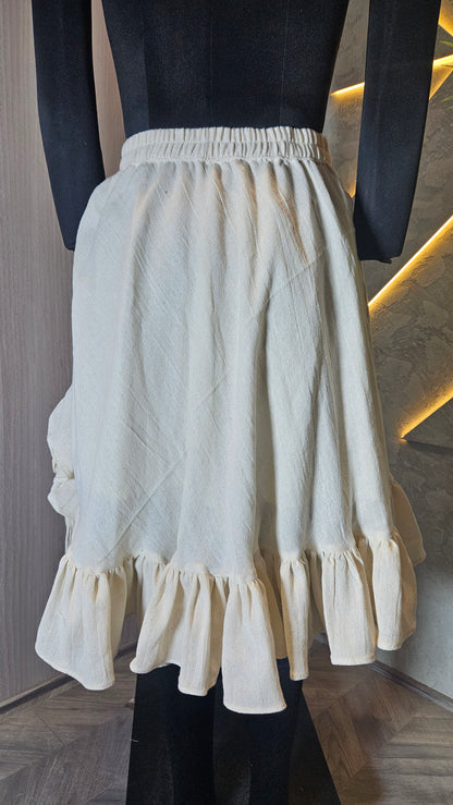 0143-SK-HOB-Handwoven Cotton Ruffle Skirt  - Made in India