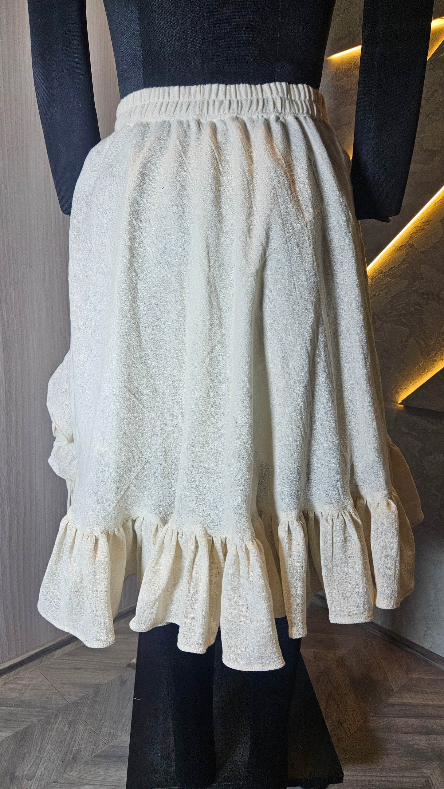 0143-SK-HOB-Handwoven Cotton Ruffle Skirt  - Made in India