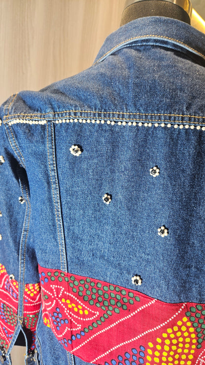 0146-J-HOB-Handcrafted Denim Fusion Jacket – Indo-Western Embellished Design- Made in India