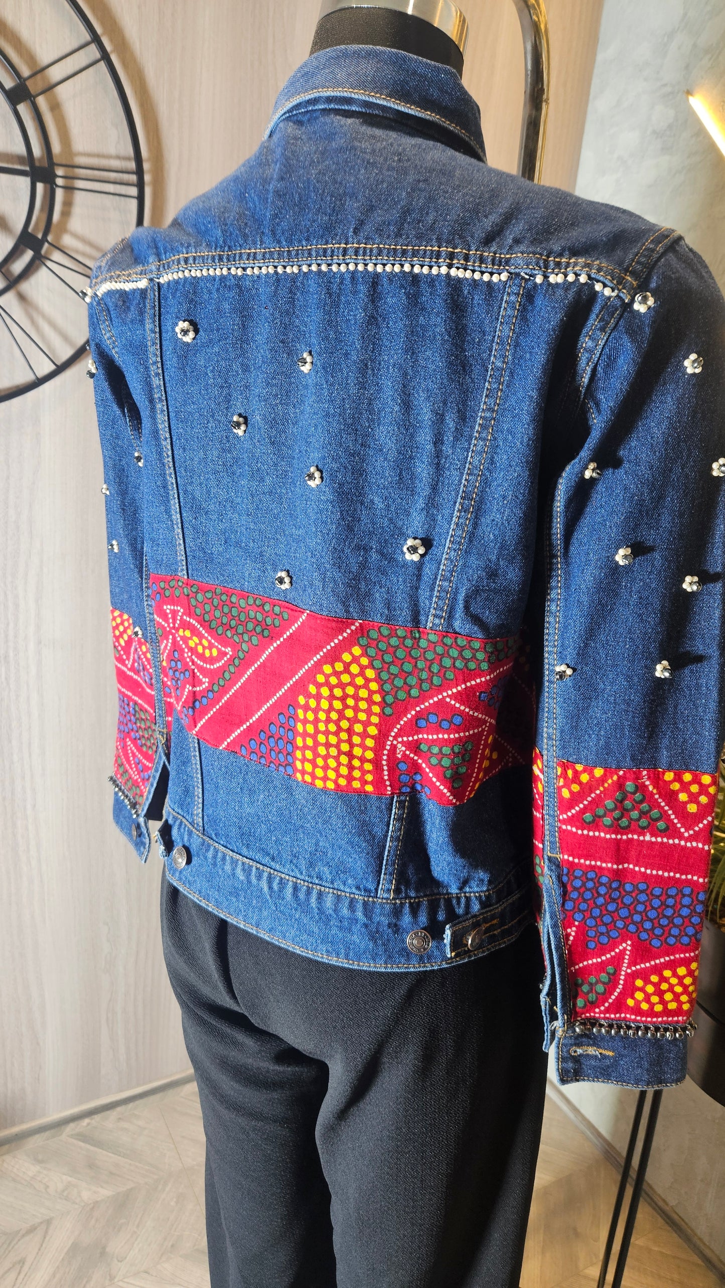 0146-J-HOB-Handcrafted Denim Fusion Jacket – Indo-Western Embellished Design- Made in India