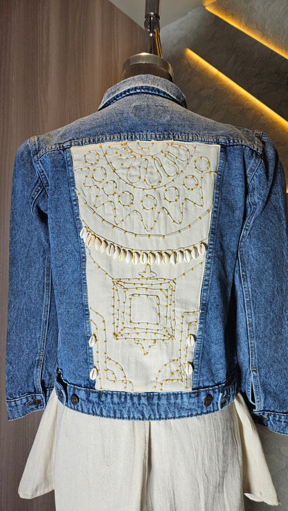 0149-J-HOB-Embroidered Patchwork Denim Jacket - Made in India
