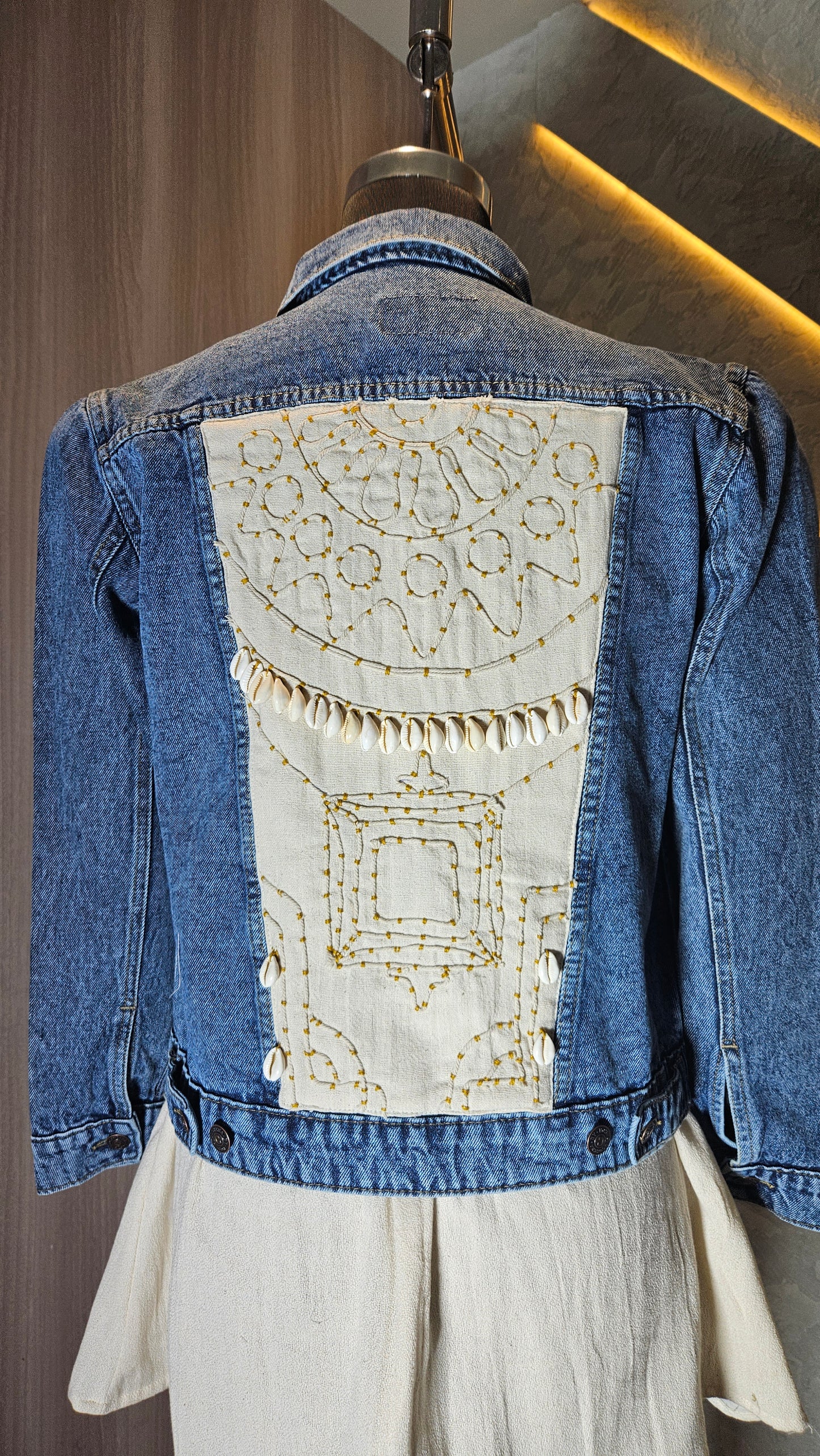 0149-J-HOB-Embroidered Patchwork Denim Jacket - Made in India