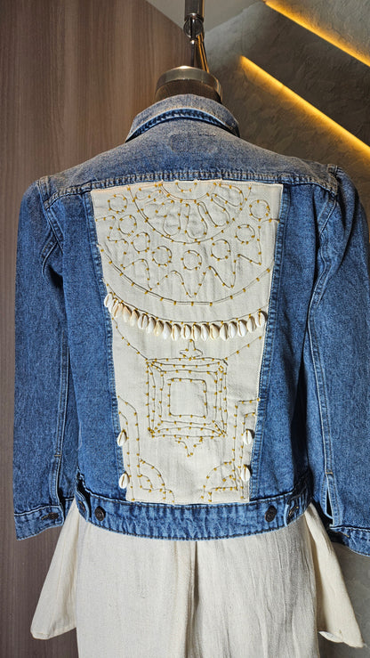 0149-J-HOB-Embroidered Patchwork Denim Jacket - Made in India