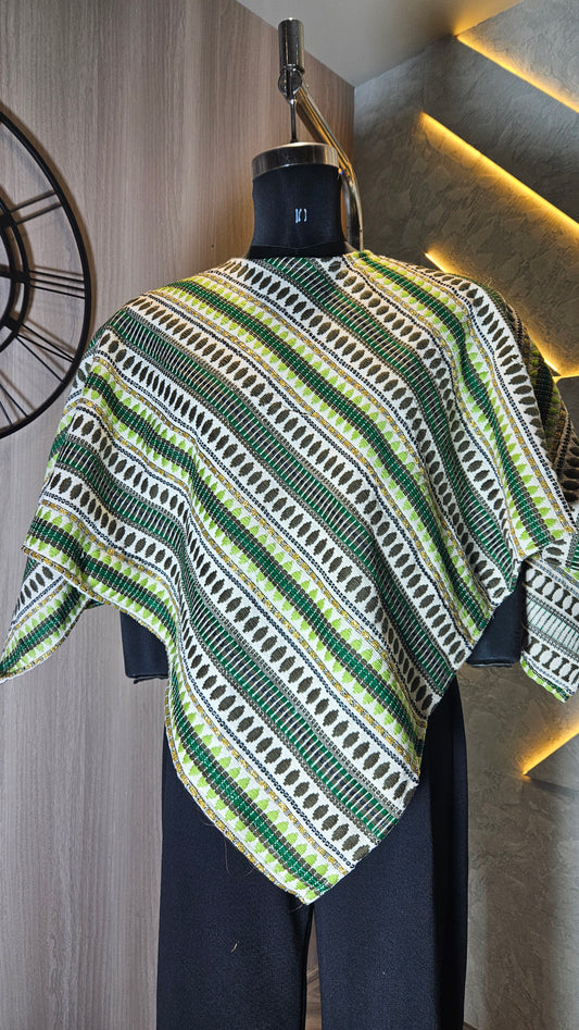 0153-P-HOB-Handloom-Inspired Asymmetric Poncho Top - Made in India