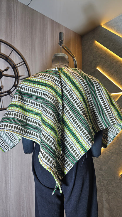 0153-P-HOB-Handloom-Inspired Asymmetric Poncho Top - Made in India