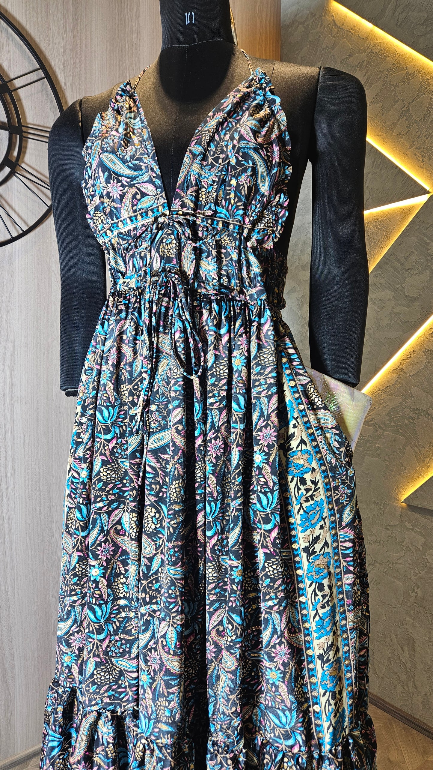 0155-D-HOB-Boho Bloom Handcrafted Cotton Maxi Dress- Made in India