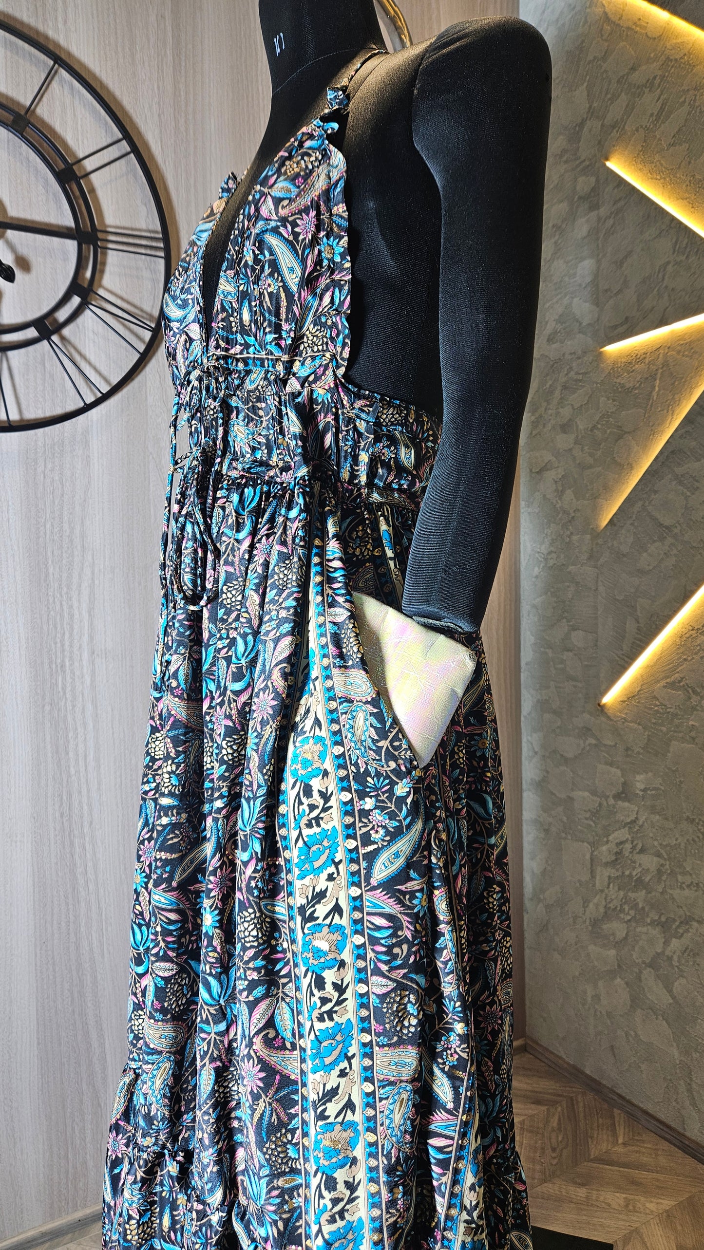 0155-D-HOB-Boho Bloom Handcrafted Cotton Maxi Dress- Made in India