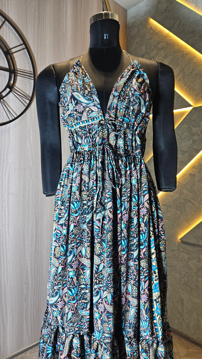 0155-D-HOB-Boho Bloom Handcrafted Cotton Maxi Dress- Made in India