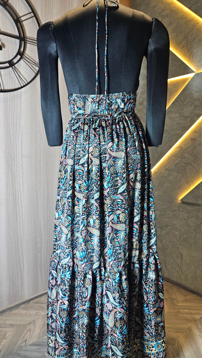 0155-D-HOB-Boho Bloom Handcrafted Cotton Maxi Dress- Made in India