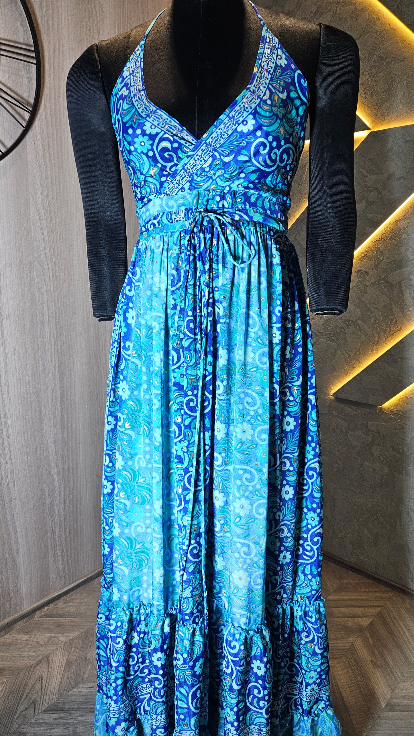 0161-J-HOB-Boho Breeze Women's Halter Neck Maxi Dress - Made in India