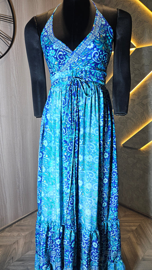 0161-J-HOB-Boho Breeze Women's Halter Neck Maxi Dress - Made in India