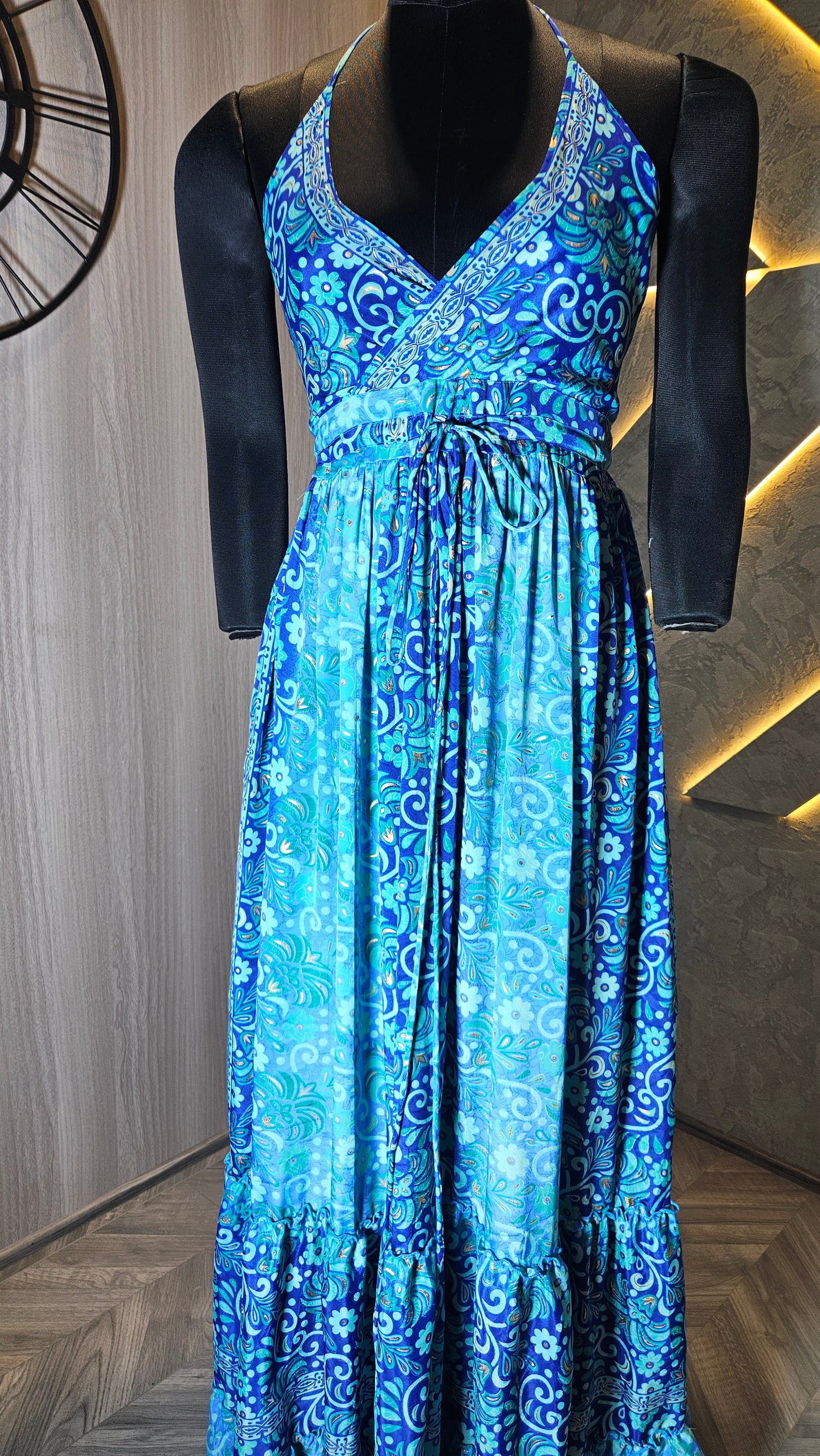 0161-J-HOB-Boho Breeze Women's Halter Neck Maxi Dress - Made in India