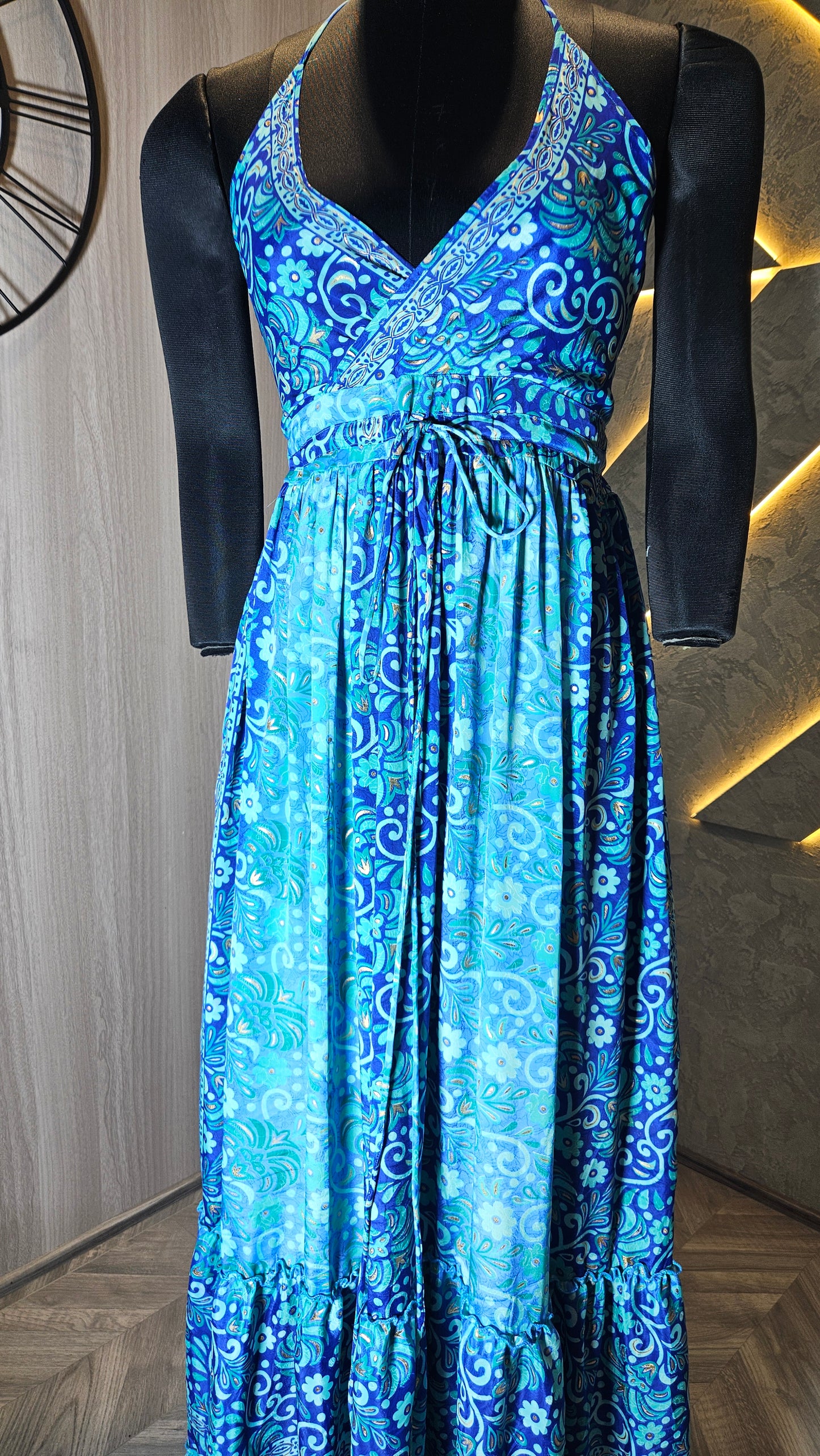 0161-J-HOB-Boho Breeze Women's Halter Neck Maxi Dress - Made in India