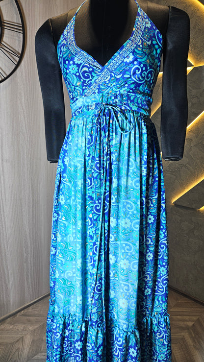 0161-J-HOB-Boho Breeze Women's Halter Neck Maxi Dress - Made in India